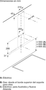Bosch - Campana Extractora Decorativa de Pared, 90 cm, Serie 2, Control Mecánico, Iluminación LED, Acero Inoxidable, DWB96BC50