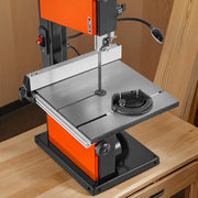 VEVOR Sierra de Cinta, Ancho de Corte de 254 mm, 2 Velocidades, Motor de 373 W, Altura de Corte de 160 mm, Mesa de Hierro Fundido de 335 x 340 mm, Luz de Trabajo de 360 Grados, para Carpintería