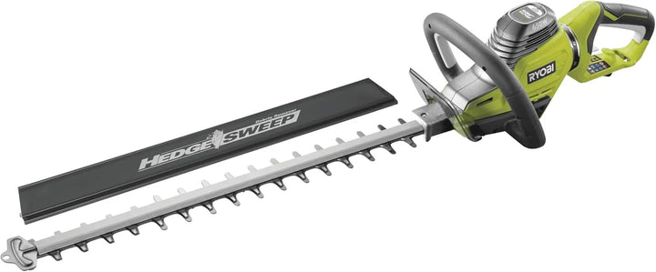 RYOBI - Cortasetos Eléctrico 220V, 650W - 60cm de Corte, Cuchillas Dobles 3cm, Empuñadura Giratoria, Función Sierra, Desenganche de Cuchillas - 1 Funda Protectora y 1 Recogedor Hedgesweep - RHT6760RL