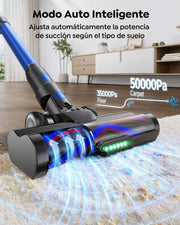 Aspiradora sin Cable 600W/50KPA/65Min(ECO), Escoba Aspiradora sin Cable Vertical X13 con Adaptador curvo de 90°, AUTO Modo, Carga de Pared, Aromaterapia, Manguera de 1M, para Cabello/Alfombras/Pisos
