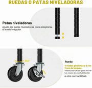 Estantería Metálica Ajustable de 5 Niveles con Ruedas