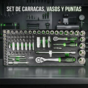 CAJA METÁLICA CON HERRAMIENTAS 143 PIEZAS CINCADO