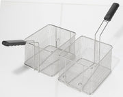 METRO Professional Freidora Doble GDF5028, Acero Inoxidable SS304, 2x 8 L, con Grifo, Regulador de Temperatura, Zona Fría, Plateado