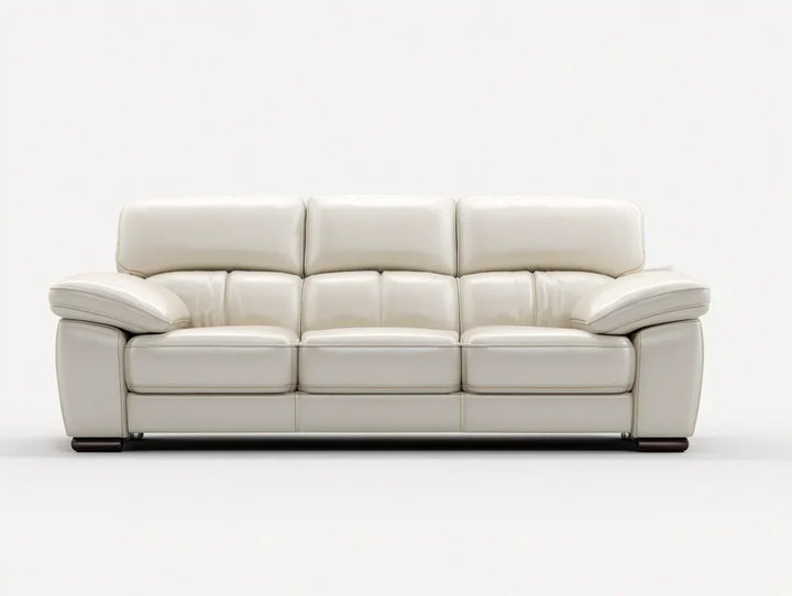 Sofás 3 plazas tapizado cuero sintético estructura madera 220x95x90 cm - Beige - Diseño moderno