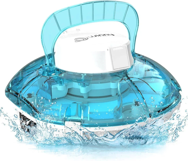 WINNY POOL CLEANER Winny 200 Limpiafondos Piscina, Inalámbrico Robot Limpiafondos Piscina, 75Min Autonomía, Piscinas Desmontables 60m², Doble Filtración, Estacionamiento Auto(Transparente Azul-Blanco)