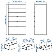 Cómoda VIHALS de 6 cajones de IKEA, color blanco, 70x47x120 cm