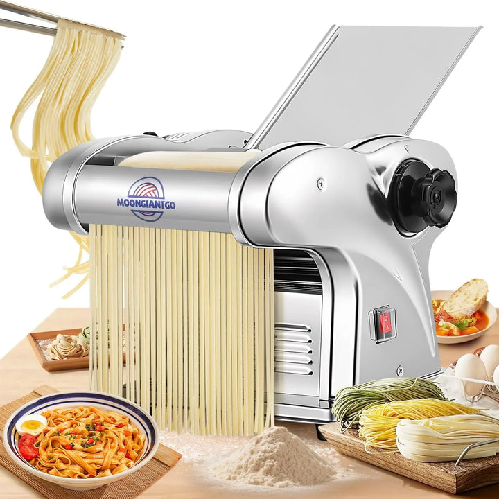Moongiantgo Máquina de Pasta Eléctrica, 3 Cuchillas, 9 Marchas de Grosor
