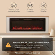 HOMAVO 50" Electric Fireplace with Heating, 1000W/2000W Decorative Fireplace, 12 Colors of 3D Flame, 12 Colors of Wood Fireplace, Remote Control & App, Includes Fireplace Furniture