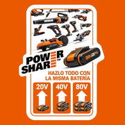 Worx WX390.1 Martillo SDS-Plus 20V 1,2J 2 Baterías Maletín