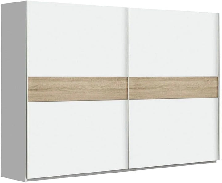 Armario Winter 270 cm – Puertas Correderas – Estilo Nórdico – Interior con Estantes, Barras y Partidores – 270x61x210 cm Armario Grande para Dormitorio (Blanco)
