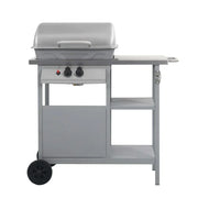 Barbacoa Portátil De Gas Con Mesita De 3 Estantes Plateado Vidaxl