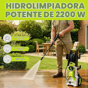DEKOPRO Hidrolimpiadora de 2200 W Aplicable para El Hogar, El Jardín O El Coche, con Un Caudal de 360 L/h, Una Presión de 160 Bares, Y Equipada con Conectores Rápidos Y Boquillas Regulables