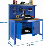 Simon Rack Banco de Trabajo con Panel Perforado y Cabina 910x610 mm - BT3