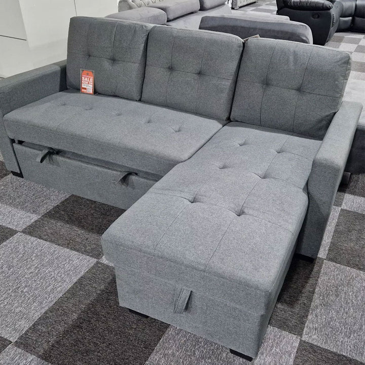 More4Homes NEWPORT FABRIC CORNER LARGE 3 SEATER SOFA BED WITH STORAGE LEFT OR RIGHT SIDE