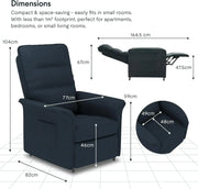 FLEXISPOT Sillón de Relax Eléctrico con Respaldo Ajustable, Reclinable de 105° a 155°, Sillon Reclinable, Sofá Relax Ergonómico Sillón para Dormitorio, Salón y Cine en casa (Gris Oscuro)