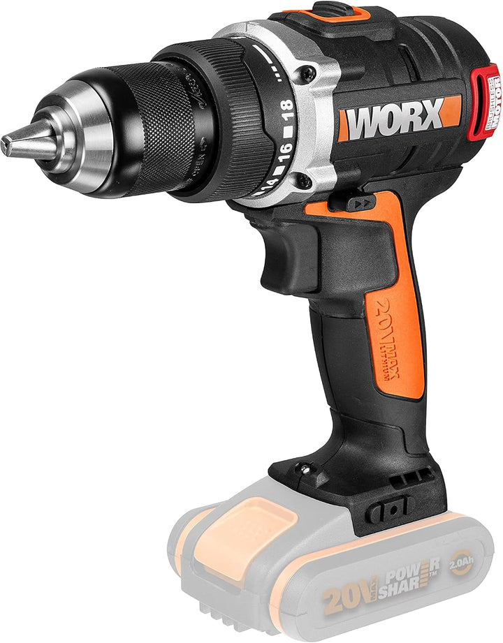 Taladro atornillador Brushless 20V WORX | PowerShare | WX175.9 - Sin batería, ni cargador | motor sin escobillas