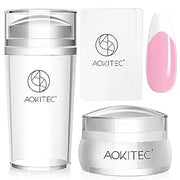 Aokitec 4PCS French Tip Nail Stamper Kit Clear Jelly Silicone Nail Art Stamp