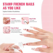 Aokitec 4PCS French Tip Nail Stamper Kit Clear Jelly Silicone Nail Art Stamp