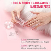Aokitec 4PCS French Tip Nail Stamper Kit Clear Jelly Silicone Nail Art Stamp