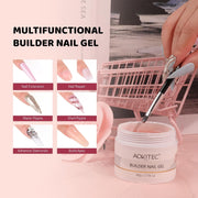 Aokitec Builder Nail Gel Kit - 60g Nude Hard Gel for Nails HEMA-Free Builder Gel for Apex Building, Nail Repair & Overlay