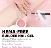 Aokitec Builder Nail Gel Kit - 60g Nude Hard Gel for Nails HEMA-Free Builder Gel for Apex Building, Nail Repair & Overlay