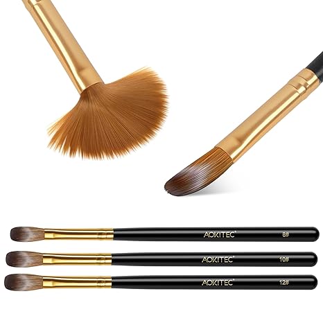 Aokitec 4PCS Acrylic Nail Brush Set - Sizes 8/10/12/14 for Acrylic Powder Application