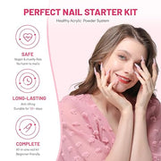 Aokitec Acrylic Powder Nail Kit - 3 Colors Nail Extension & 3D Carving Powder for Salon & Home Use Nail Art Supplies