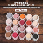 Aokitec 92PCS Powder Dipping Nail Set -20+1 Color Powder Dipping Solution Set, Basic Activator, Topcoat, Brush Protector, Nail Art Tool, Suitable for Beginners to DIY Nail Art