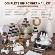 Aokitec 92Pcs Dip Powder Nail Kit - 20＋1 Colors Dipping Powder Set  white silver black