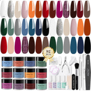 Aokitec 92 PCS Dip Powder Nail Kit with Everything - 20+1 Colors Dip nail Powde Set