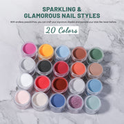 Aokitec 92 PCS Dip Powder Nail Kit with Everything - 20+1 Colors Dip nail Powde Set