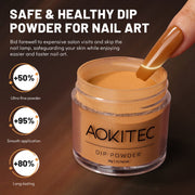 Aokitec Toffee Color Dip Powder for Salon & Home DIY Nail Art