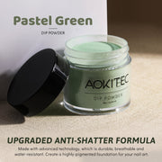 Aokitec Pastel Green Dip Powder for Salon & Home DIY Nail Art