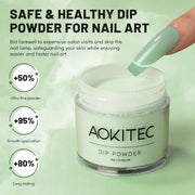 Aokitec Pastel Green Dip Powder for Salon & Home DIY Nail Art