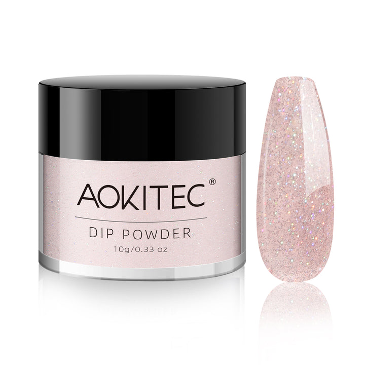 Aokitec Glitter Jelly Pink Dip Powder for Salon & Home DIY Nail Art