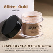 Aokitec Glitter Gold Dip Powder for Salon & Home DIY Nail Art 10g