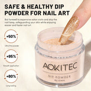 Aokitec Glitter Gold Dip Powder for Salon & Home DIY Nail Art 10g