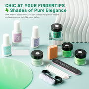 Aokitec Dip Powder Nail Kit - Spring Set Green Series Colors Dip Powder with Dip Liquid & Nail Tools 15PCS