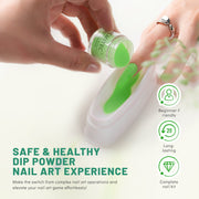 Aokitec Dip Powder Nail Kit - Spring Set Green Series Colors Dip Powder with Dip Liquid & Nail Tools 15PCS