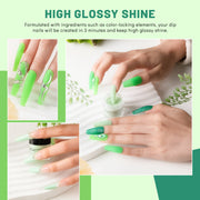 Aokitec Dip Powder Nail Kit - Spring Set Green Series Colors Dip Powder with Dip Liquid & Nail Tools 15PCS