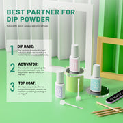Aokitec Dip Powder Nail Kit - Spring Set Green Series Colors Dip Powder with Dip Liquid & Nail Tools 15PCS