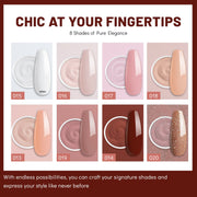 Aokitec Fall Series Dip Powder Nail Kit  White Nude Pink Brown Giltter 8＋1 Colors