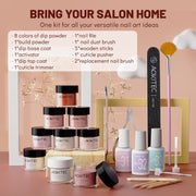 Aokitec Fall Series Dip Powder Nail Kit  White Nude Pink Brown Giltter 8＋1 Colors