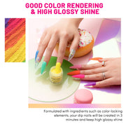 Aokitec All Season Dip Powder Nail Kit - Spring Summer Hot Pink Blue Neon Yellow Glitter Vibrant Series