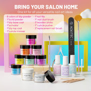 Aokitec All Season Dip Powder Nail Kit - Spring Summer Hot Pink Blue Neon Yellow Glitter Vibrant Series