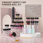 20 Colors Universal Dip Powder Kit with Liquid & Basic Manicure Tools All-in-One DIY Nail Set 36PCS
