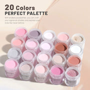20 Colors Universal Dip Powder Kit with Liquid & Basic Manicure Tools All-in-One DIY Nail Set 36PCS