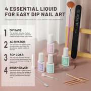 20 Colors Universal Dip Powder Kit with Liquid & Basic Manicure Tools All-in-One DIY Nail Set 36PCS