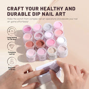 20 Colors Universal Dip Powder Kit with Liquid & Basic Manicure Tools All-in-One DIY Nail Set 36PCS