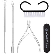 Aokitec Cuticle Trimmer with Cuticle Pusher - 5PCS Stainless Steel Manicure Pedicure Tools Kit